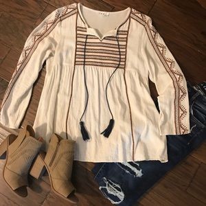 THML Embroidered Peasant Top